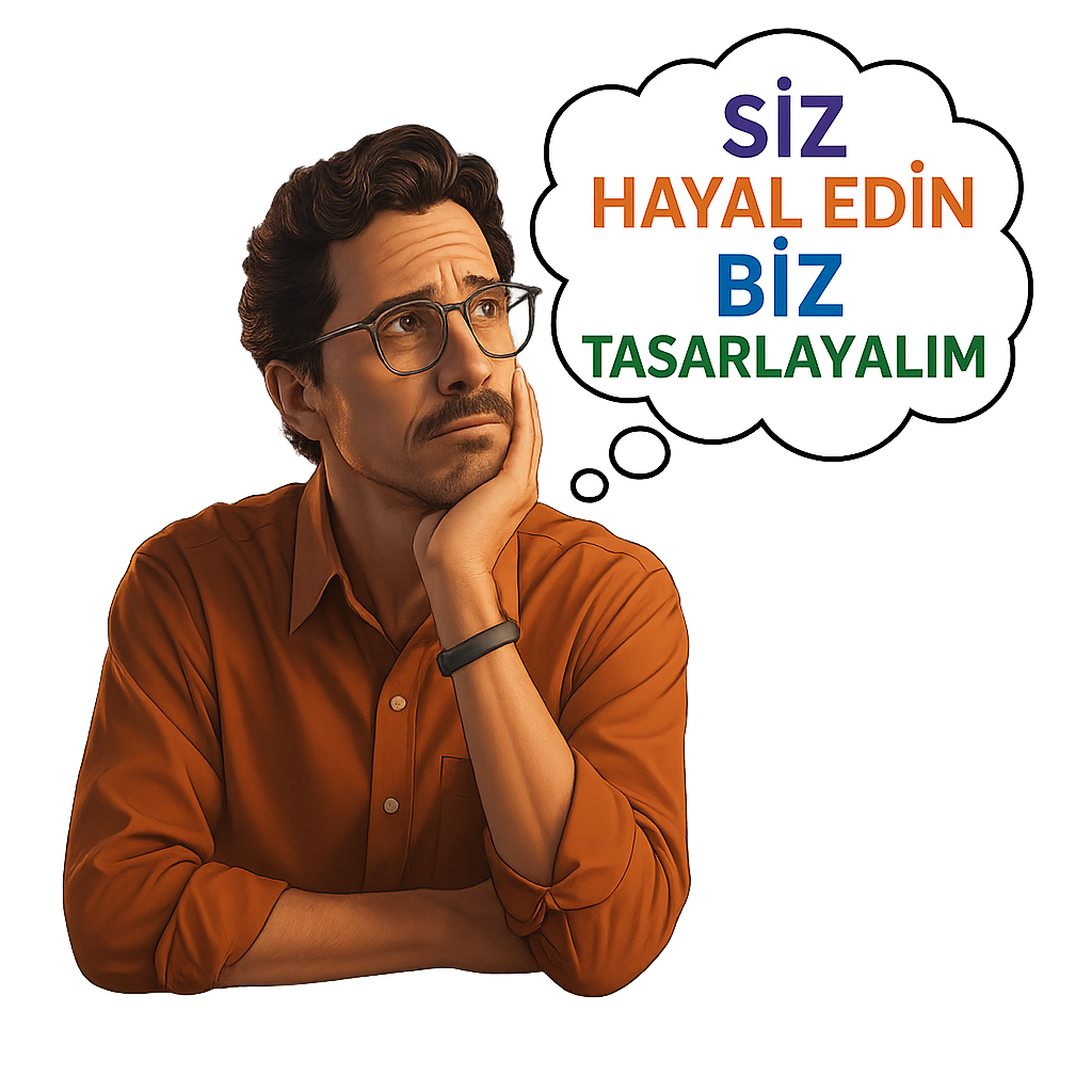 Endüstriyel Tasarımcım logosu ile birlikte bir ofis çalışanının yer aldığı tanıtım görseli